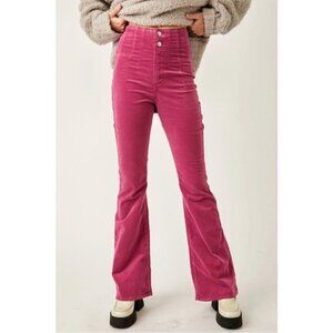 Free people jayde Baton Rouge pink corduroy flare pants NWOT